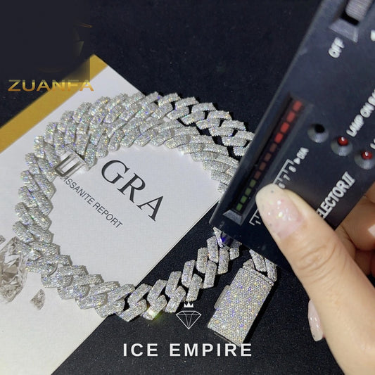 Iced Out Baguette Rose Gold Plated Moissanite Cuban Chain