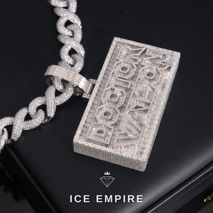 Iced Out Baguette 925 Silver Pendant