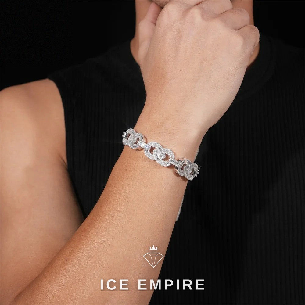 Iced Out Baguette Rose Gold Plated Moissanite Cuban Chain