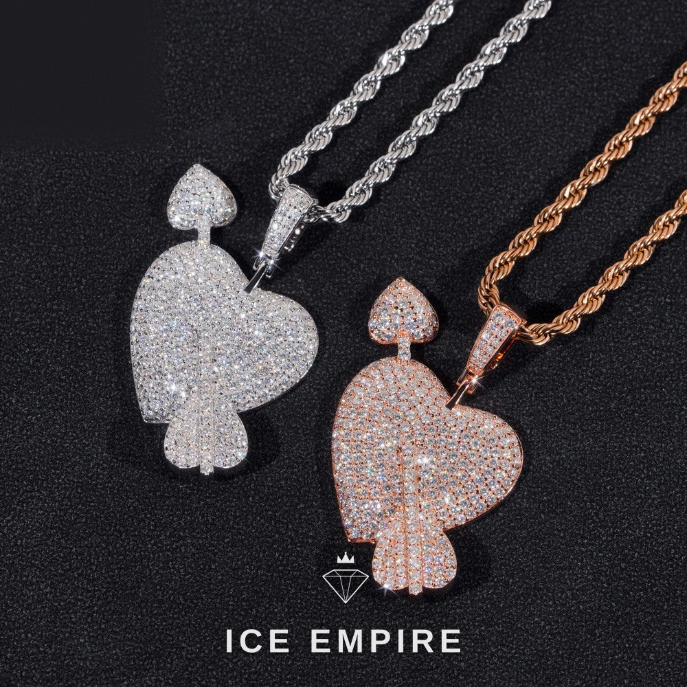 Iced Out Heart Rose Gold Plated Moissanite Pendant