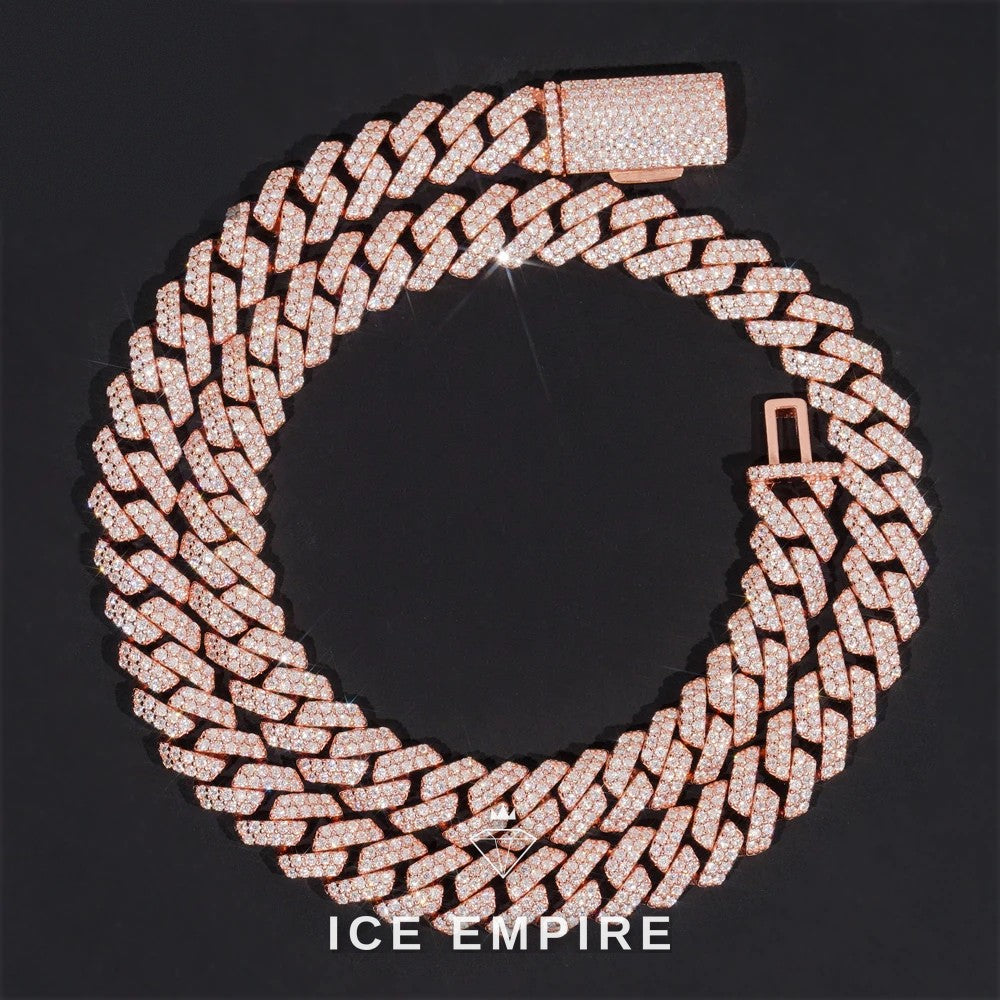 Iced Out Rose Gold Plated Moissanite Cuban Chain