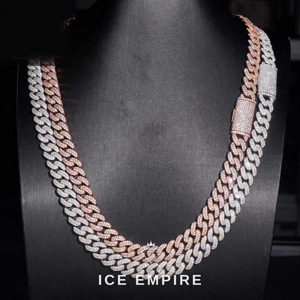Iced Out Rose Gold Plated Moissanite Cuban Chain