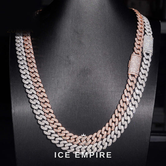Iced Out Rose Gold Plated Moissanite Cuban Chain