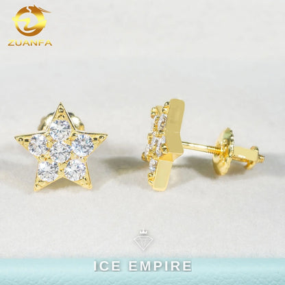 Iced Out Gold Plated Moissanite Earrings