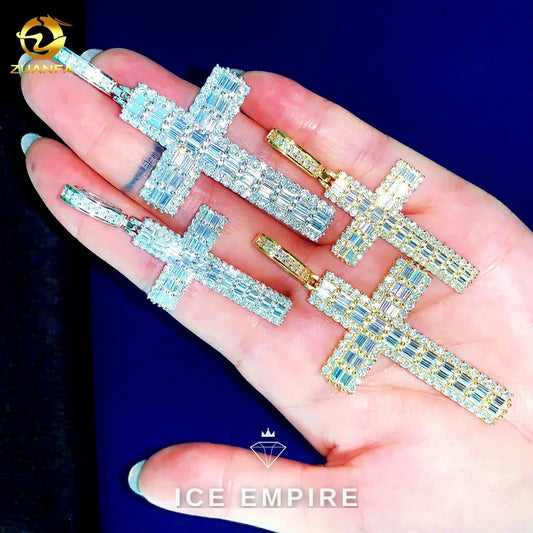 Iced Out Baguette Rose Gold Plated Moissanite Pendant