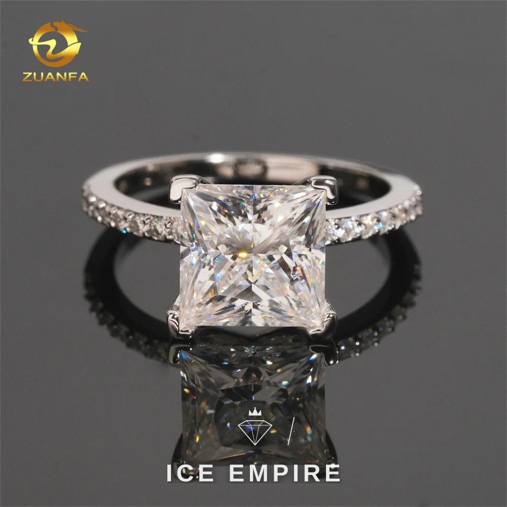 Iced Out 925 Silver Moissanite Engagement Ring