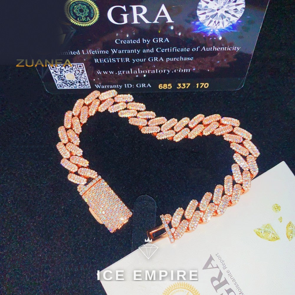 Iced Out Rose Gold Plated Moissanite Cuban Chain