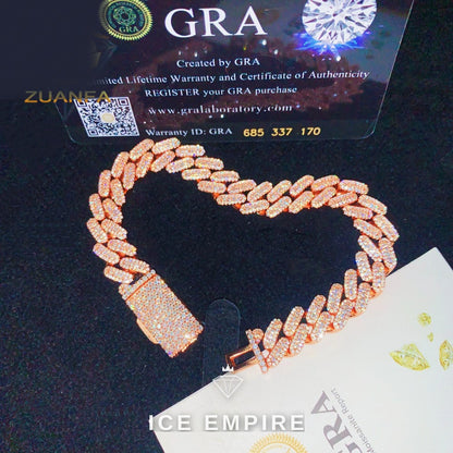 Iced Out Rose Gold Plated Moissanite Cuban Chain