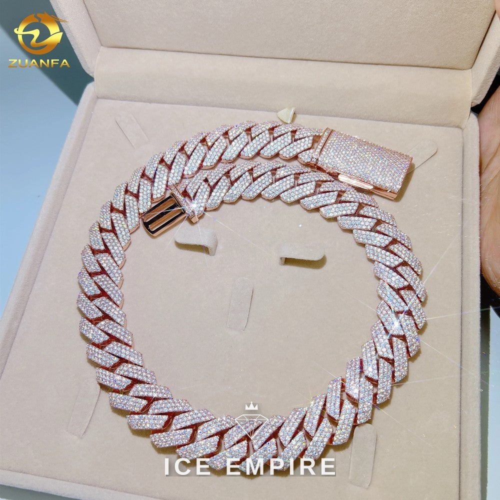 Iced Out Rose Gold Plated Moissanite Cuban Chain