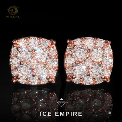 Iced Out Rose Gold Moissanite Earrings