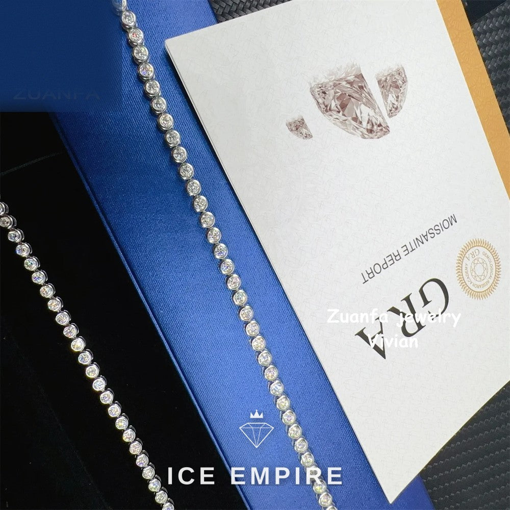 Iced Out 925 Silver Moissanite Tennis Chain