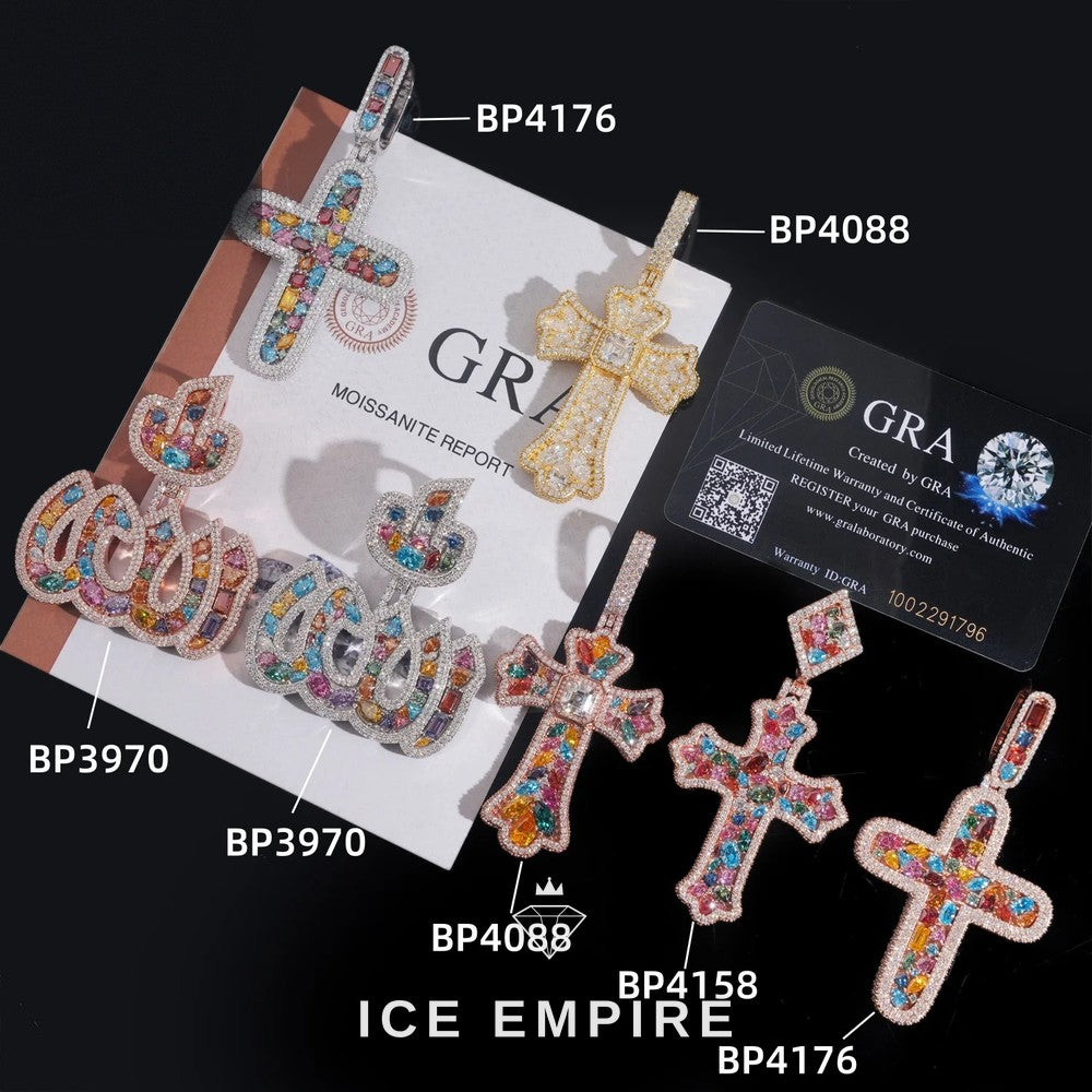 Iced Out Cross 925 Silver Pendant