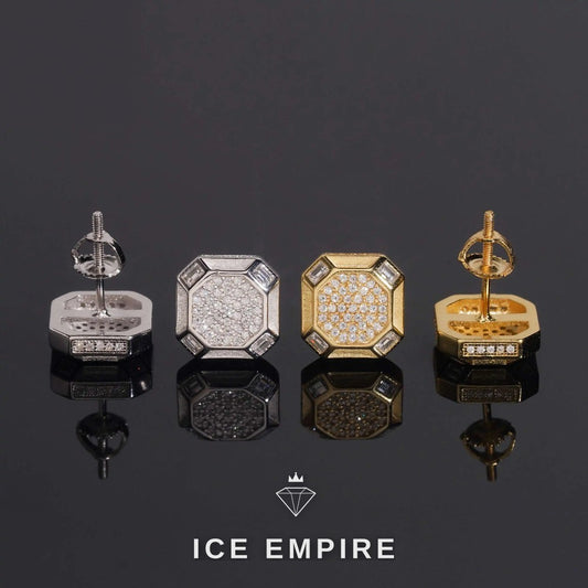 Iced Out 925 Silver Moissanite Stud Earrings