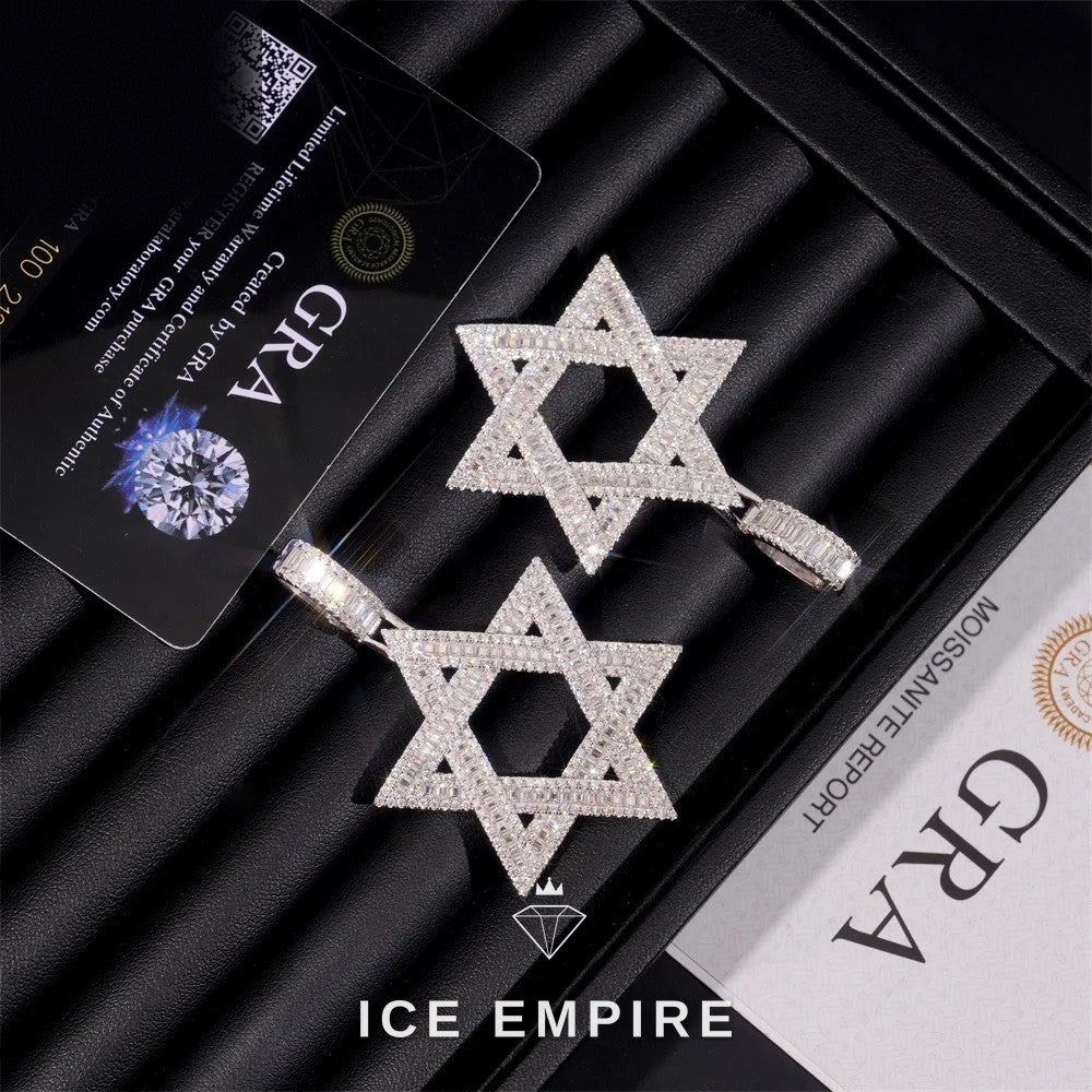Iced Out Baguette Rose Gold Plated Moissanite Pendant