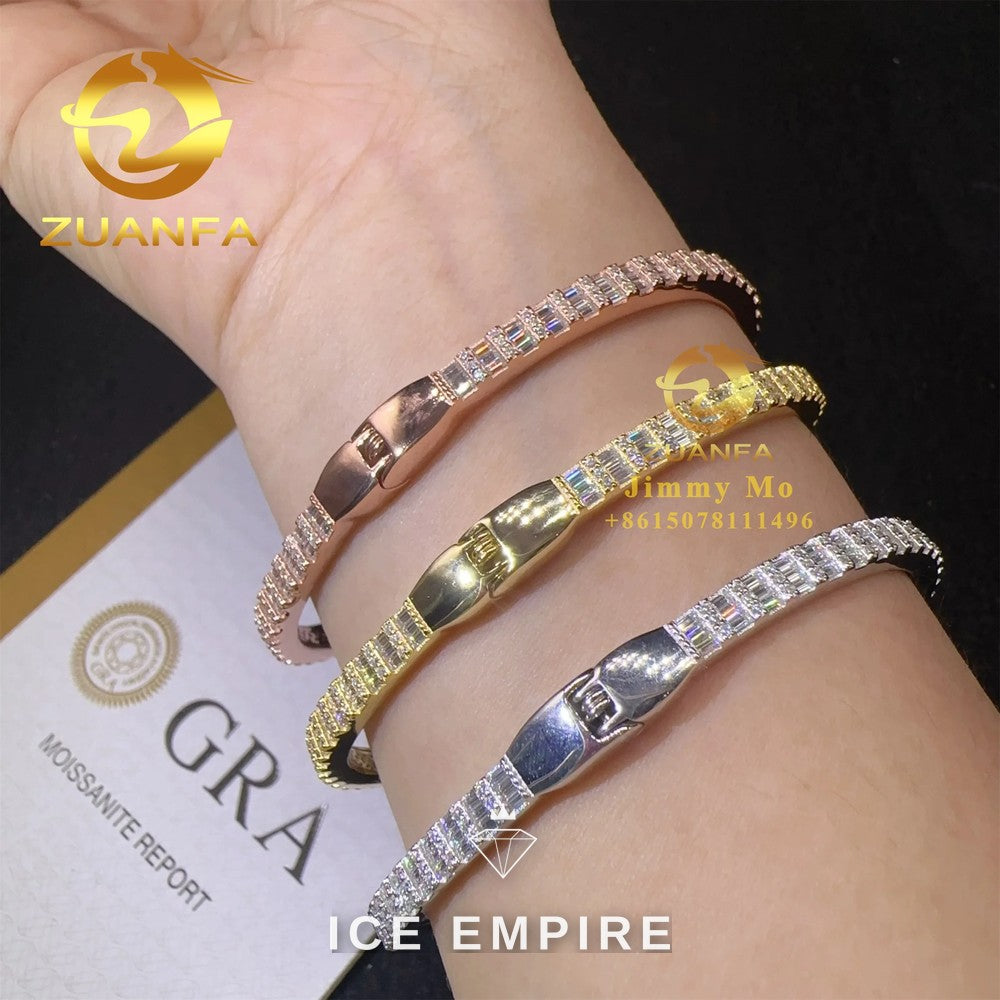 Iced Out Baguette Rose Gold Plated Moissanite Bracelet