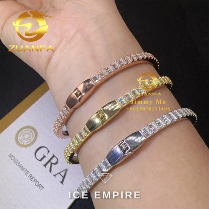 Iced Out Baguette Rose Gold Plated Moissanite Bracelet