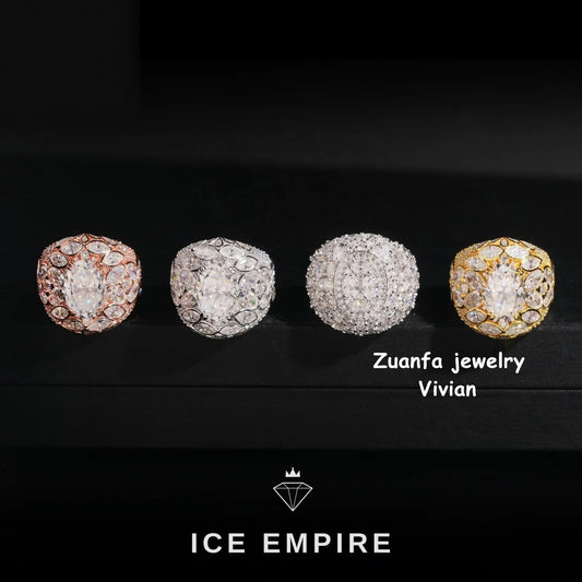 Iced Out 925 Silver Moissanite Ring