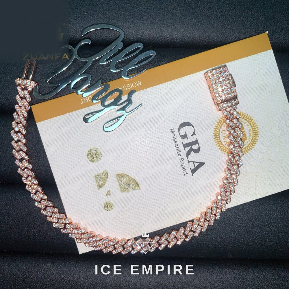 Iced Out Rose Gold Plated Moissanite Cuban Chain