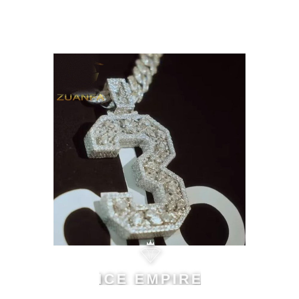 Iced Out Baguette Rose Gold Plated Moissanite Pendant