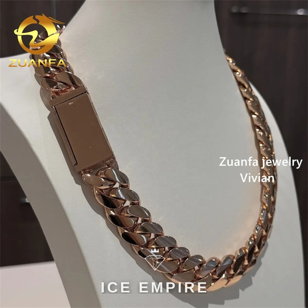 Iced Out Rose Gold Plated Moissanite Cuban Chain