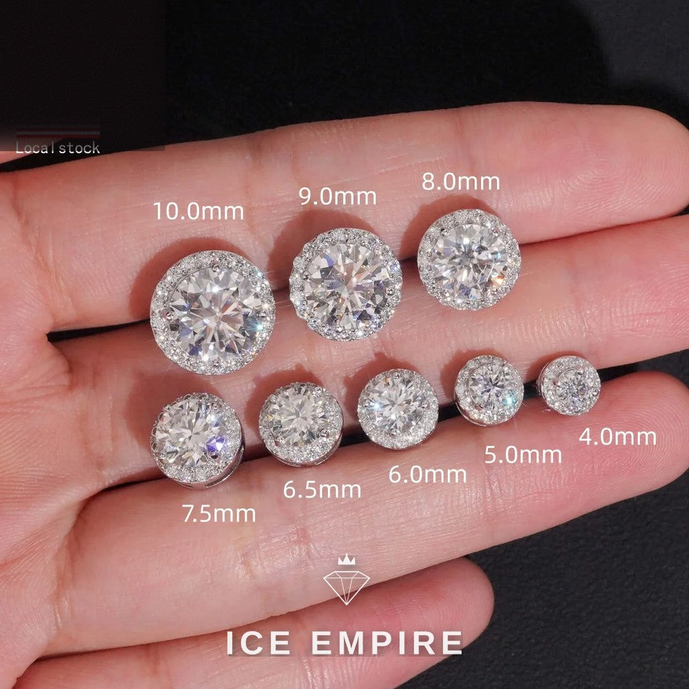 Iced Out 925 Silver Moissanite Stud Earrings