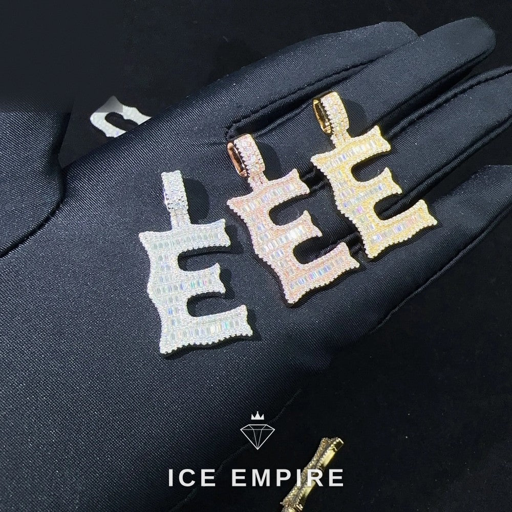 Iced Out Baguette Rose Gold Plated Moissanite Pendant