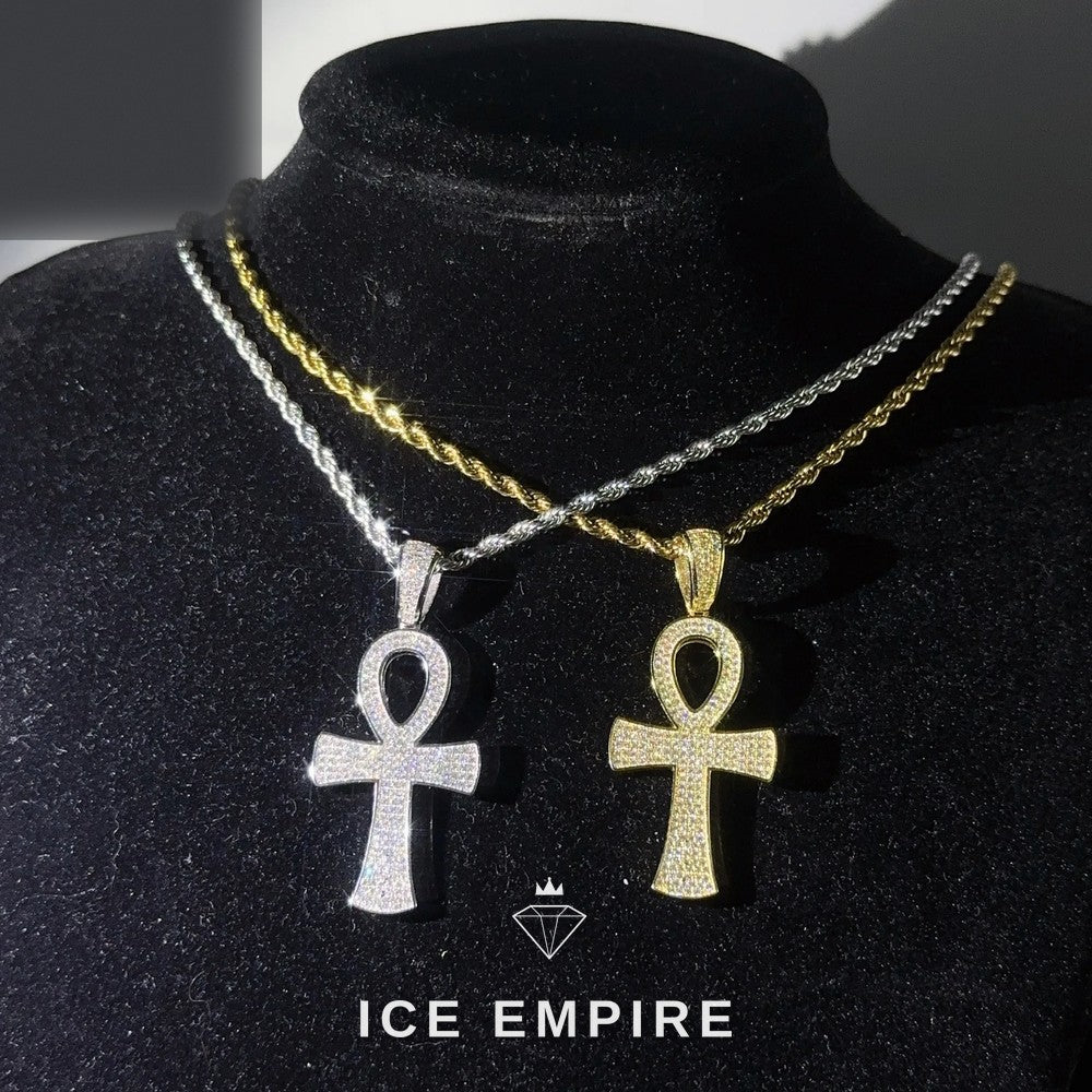 Iced Out Cross Rose Gold Plated Pendant