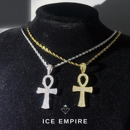 Iced Out Cross Rose Gold Plated Pendant