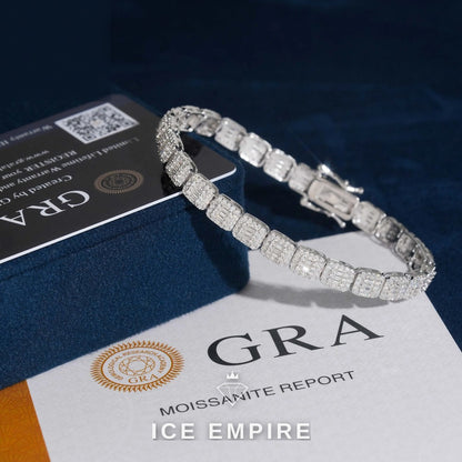 Iced Out Baguette Rose Gold Plated Moissanite Cuban Chain