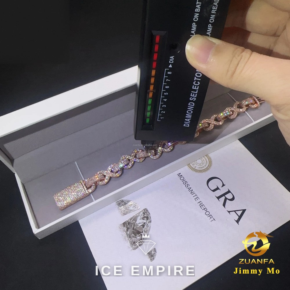 Iced Out Baguette Rose Gold Moissanite Cuban Chain