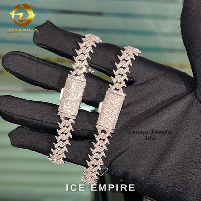 Iced Out 925 Silver Moissanite Cuban Chain