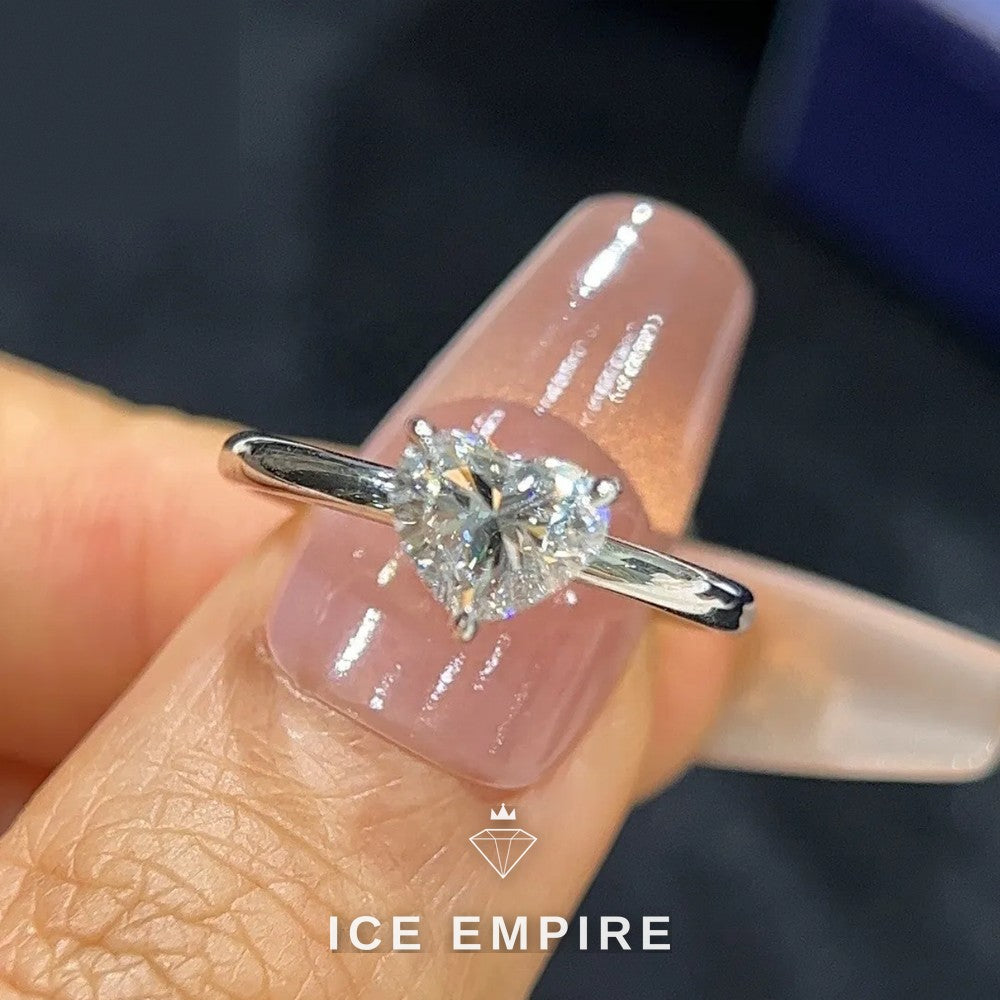 Iced Out Heart 18K Gold Engagement Ring