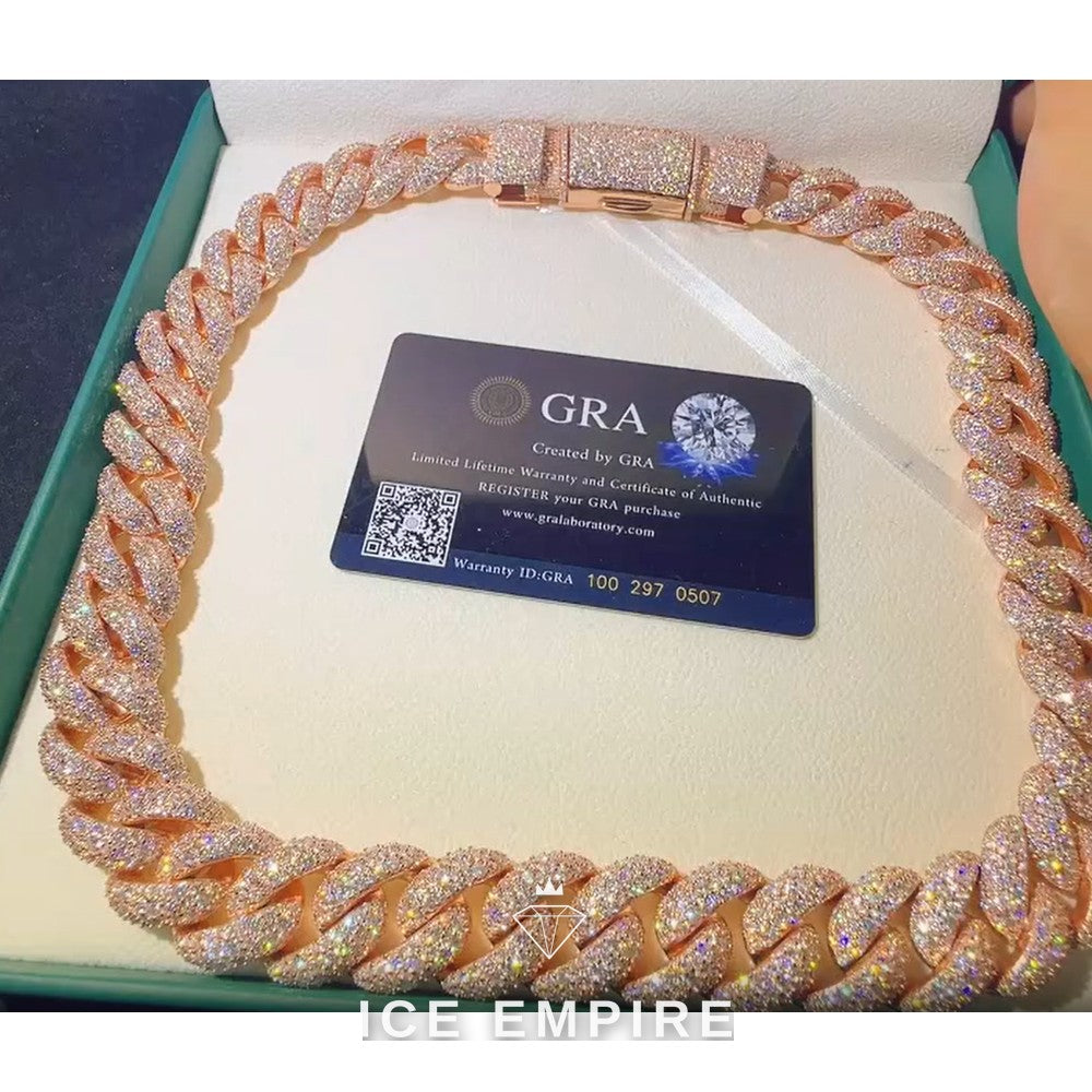 Iced Out Rose Gold Plated Moissanite Cuban Chain
