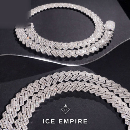 Iced Out Baguette Rose Gold Plated Moissanite Cuban Chain
