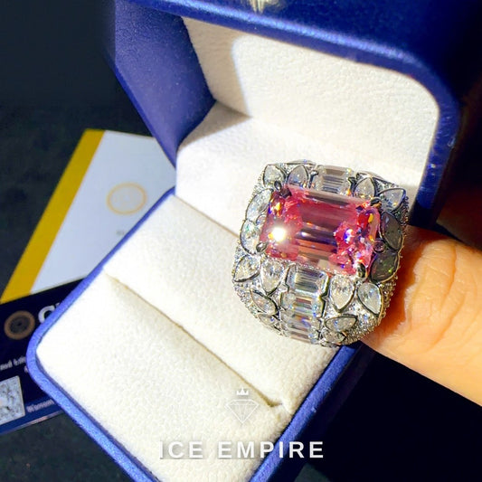 Iced Out Heart 10K Gold Moissanite Ring
