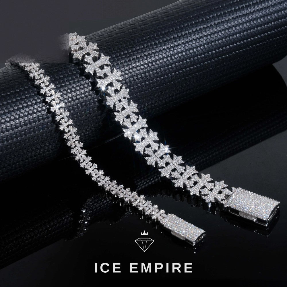 Iced Out Cross 925 Silver Moissanite Cuban Chain