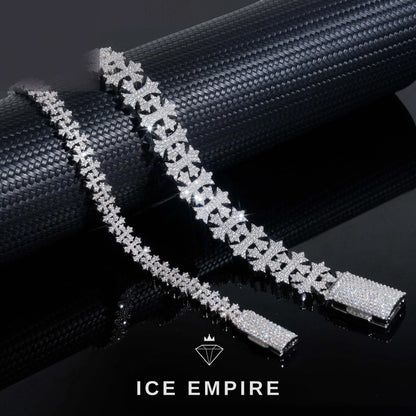 Iced Out Cross 925 Silver Moissanite Cuban Chain