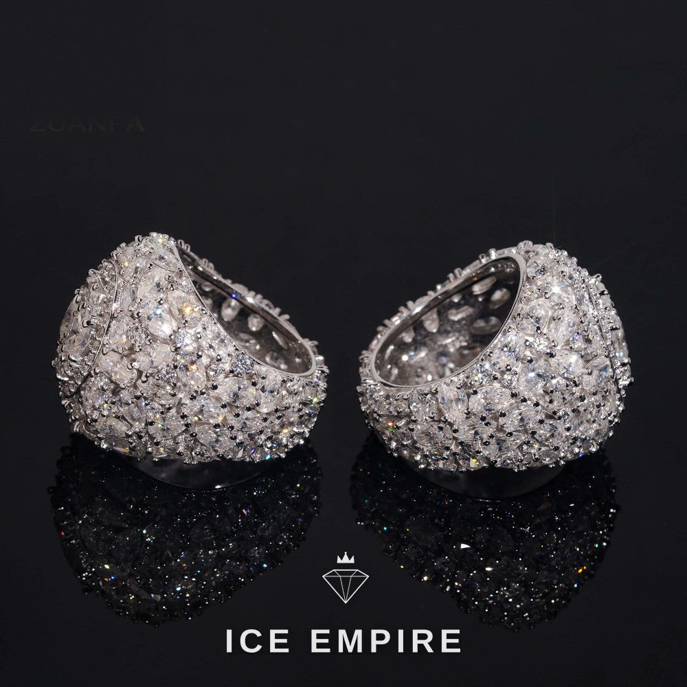 Iced Out Cluster 925 Silver Moissanite Ring