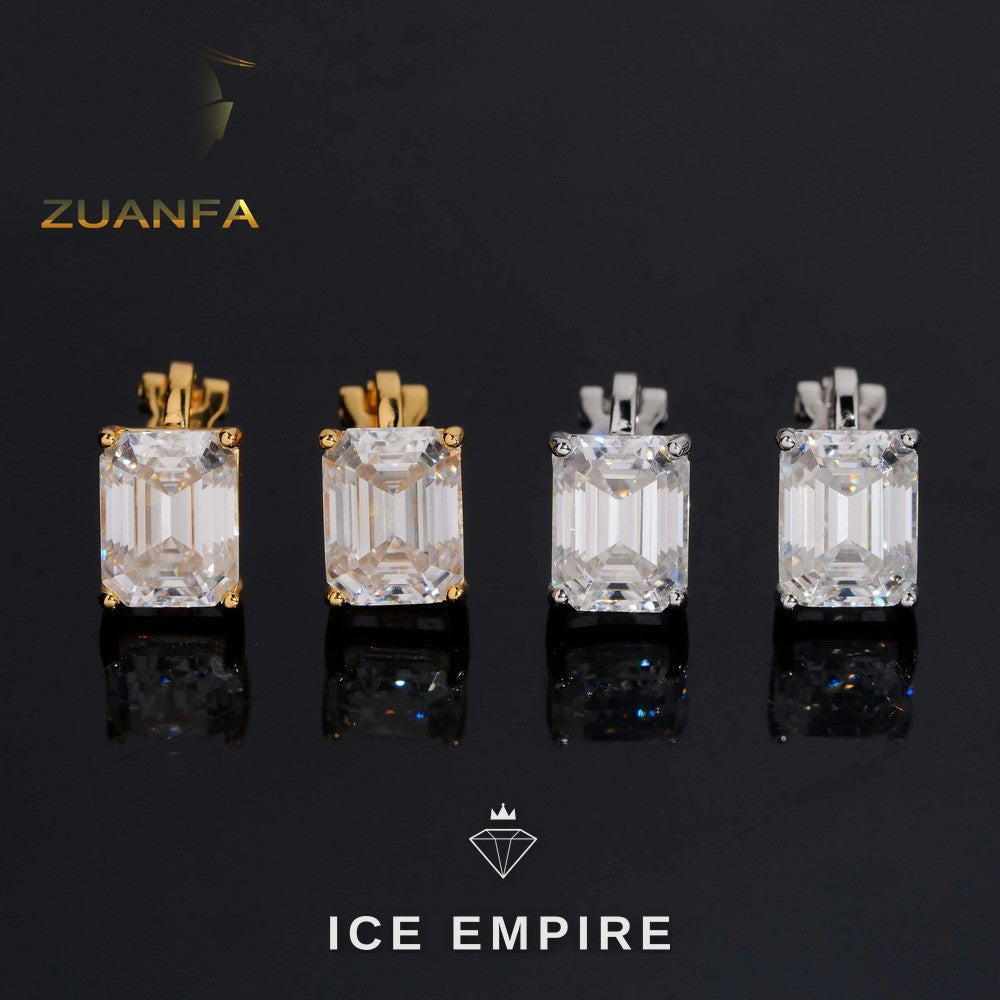 Iced Out 925 Silver Moissanite Stud Earrings