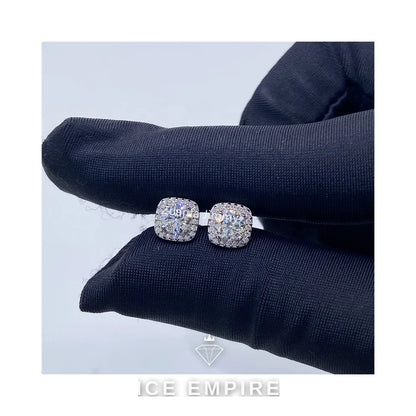 Iced Out 925 Silver Moissanite Stud Earrings