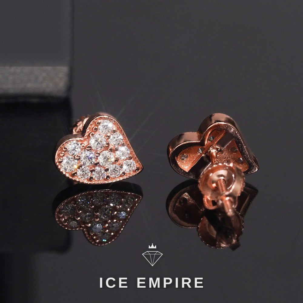 Iced Out Heart Gold Plated Moissanite Earrings