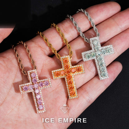 Iced Out Cross Rose Gold Plated Pendant