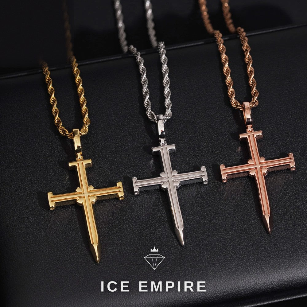 Iced Out Cross Rose Gold Plated Moissanite Pendant