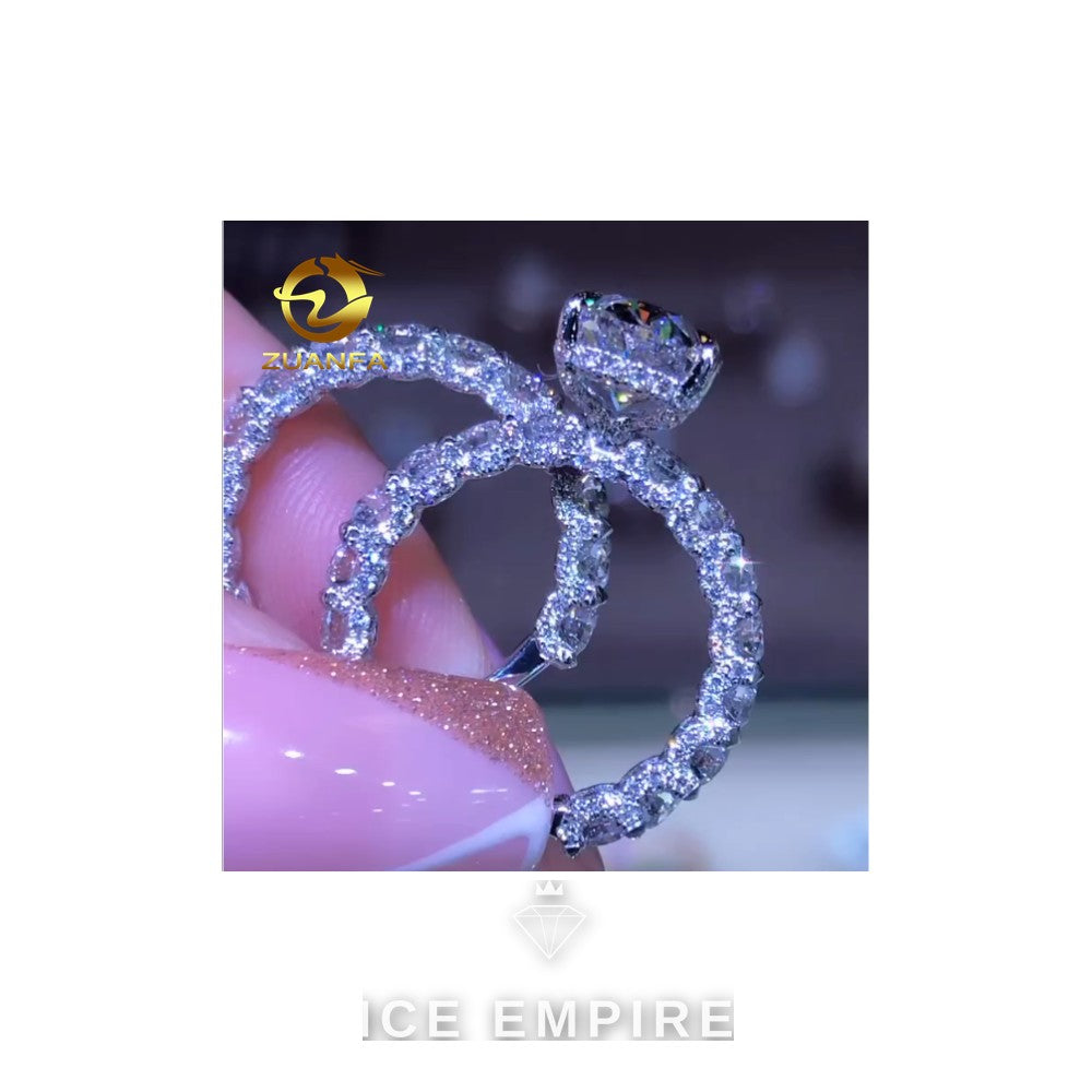 Iced Out Rose Gold Plated Moissanite Wedding Band