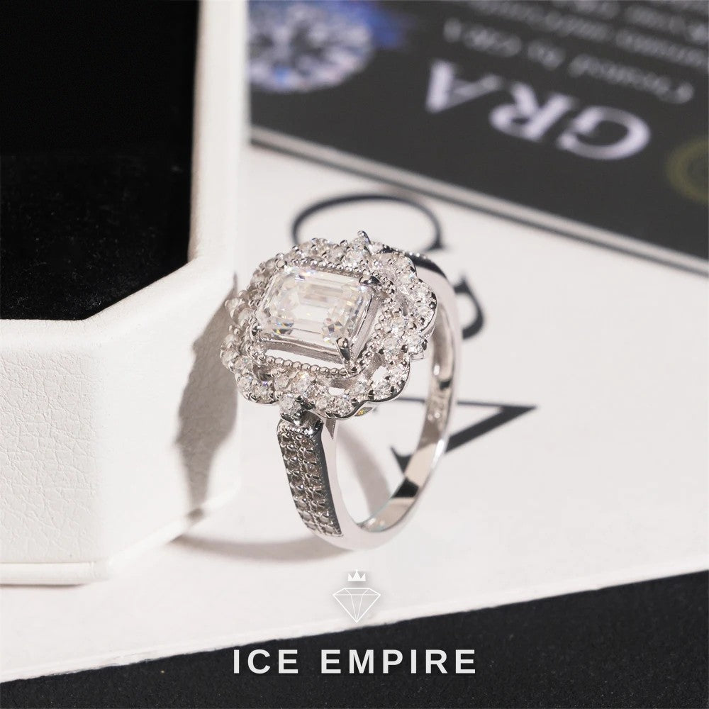 Iced Out Cluster Gold Plated Moissanite Wedding Band