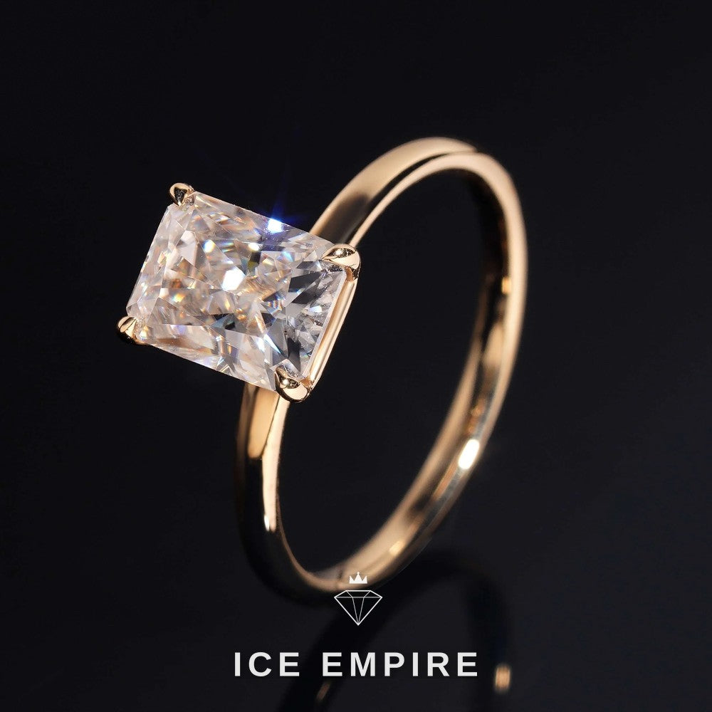 Iced Out 10K Gold Moissanite Engagement Ring