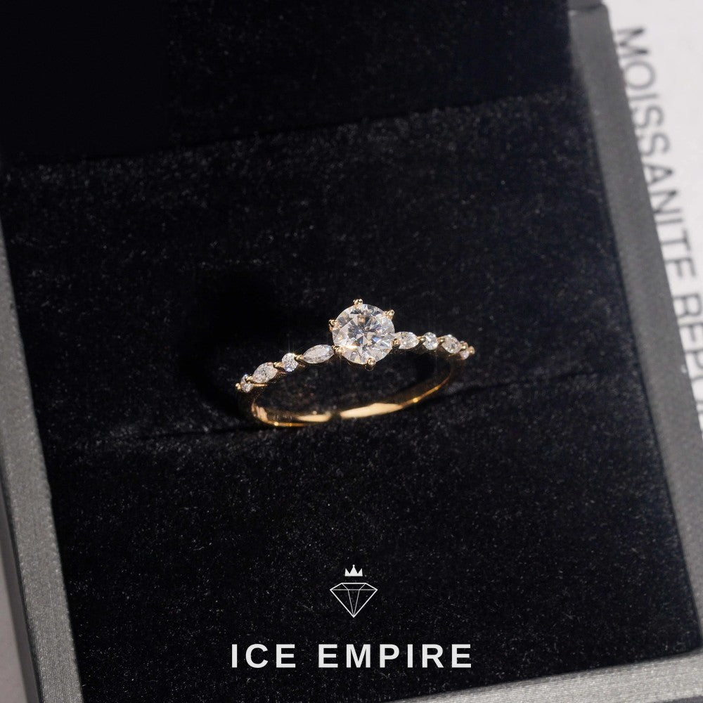 Iced Out 14K Gold Moissanite Engagement Ring