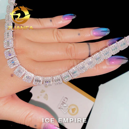 Iced Out Baguette Rose Gold Plated Moissanite Cuban Chain