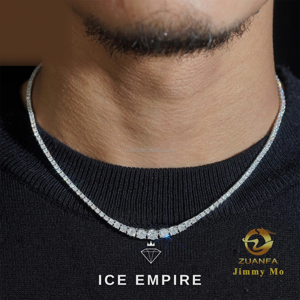 Iced Out Cluster 925 Silver Moissanite Cuban Chain