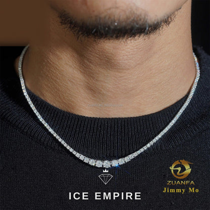 Iced Out Cluster 925 Silver Moissanite Cuban Chain